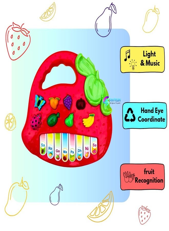 GoldiMec Musical Piano for Kids - Fruit Keyboard Musical Toys - Piano Fruit Keyboard, Sound & English Learning Toys for Kids , Electronic Fruit Piano Keyboard Toy ,Strawberry (Red) - Image 4
